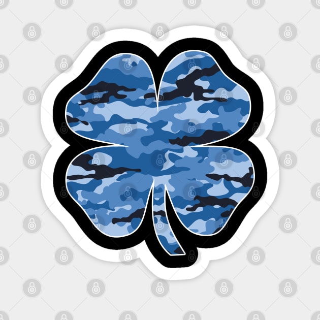 Blue Camouflage Irish Shamrock Lucky Four-leaf Clover St Patrick's Day Sticker by wonderws